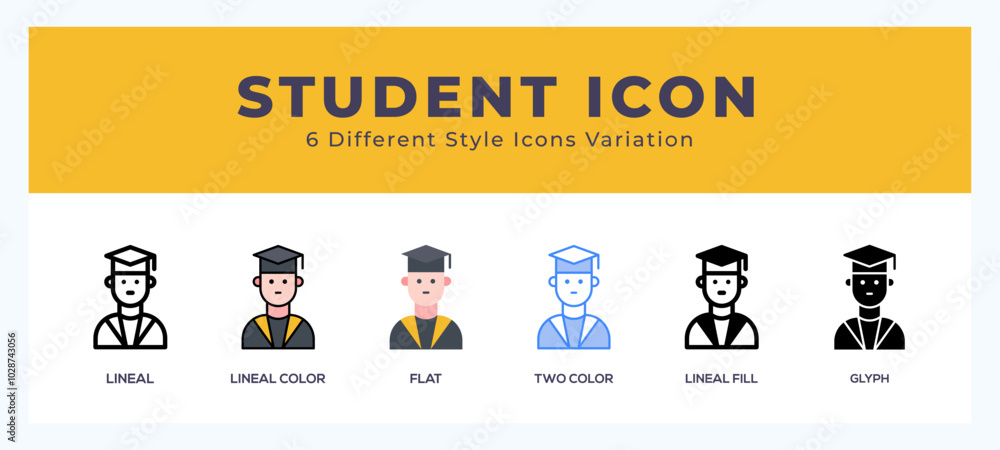 Poster student icon set with different styles. design elements for logo. vector illustration.