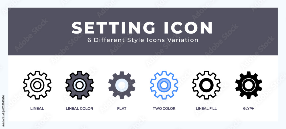 Poster setting icon symbol set. outline. glyph black. flat color and filled line color.