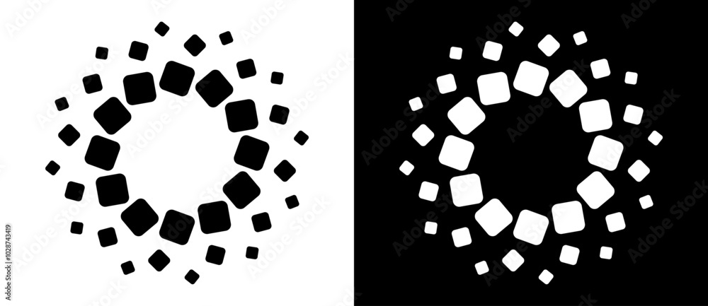 Aufkleber abstract background with rhombuses in circle. art design squares as logo or icon. a black figure on 