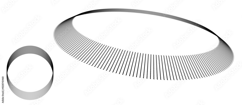 Leinwandbilder abstract background with short lines in circle with perspective. art design circle as logo or icon.