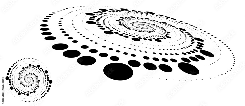 Fototapete abstract dotted vector background. halftone effect. spiral stipple background or icon. circle with n
