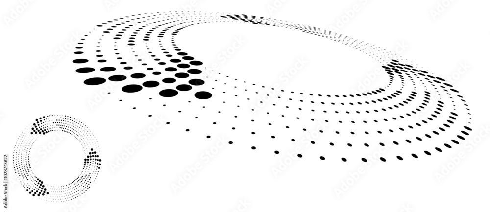 Fototapete abstract dotted vector background. halftone effect. spiral stipple background or icon. circle with n