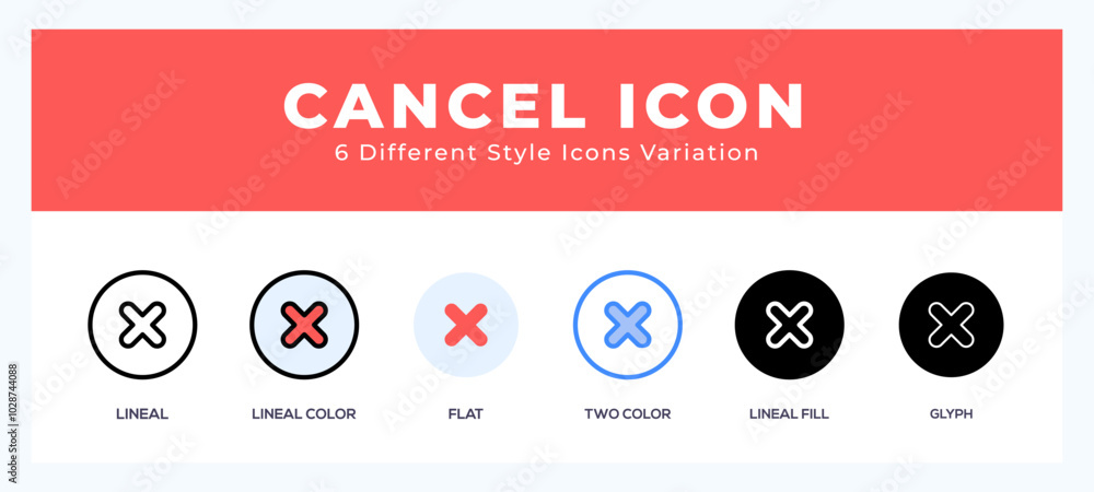 Poster cancel icon set with different styles. vector illustration.