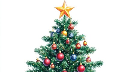 3d vector decorated chirstmas tree with ornaments
