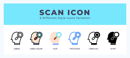 Scan icon symbol. logo illustration with different styles