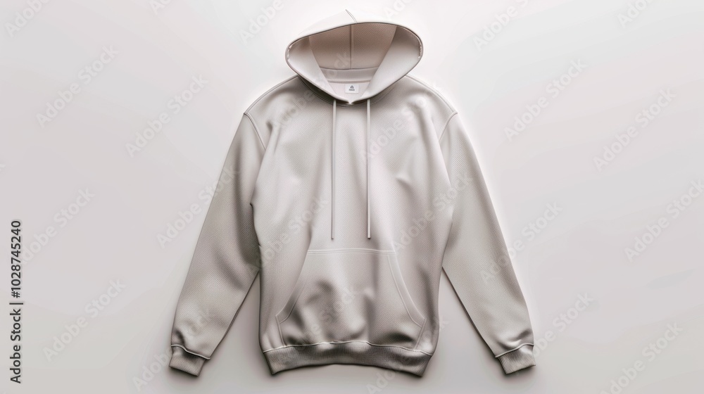 Wall mural Plain White Hoodie with Drawstring and Kangaroo Pocket