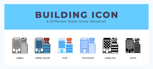 Building set of icons. Vector illustration with different styles.