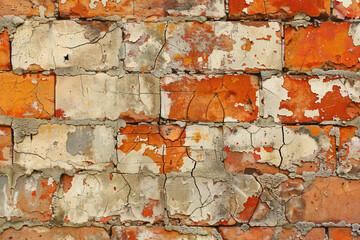 Texture of an old crumbling wall of various bricks. 