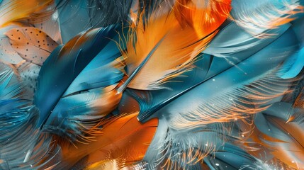Colorful blue and brown feather texture background – vibrant and artistic wallpaper design for modern decor, creative projects, and digital backgrounds.

