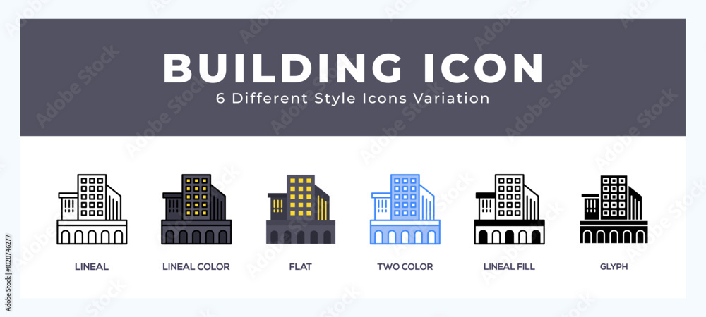 Poster building icon in filled. thin line. outline stroke and flat style.