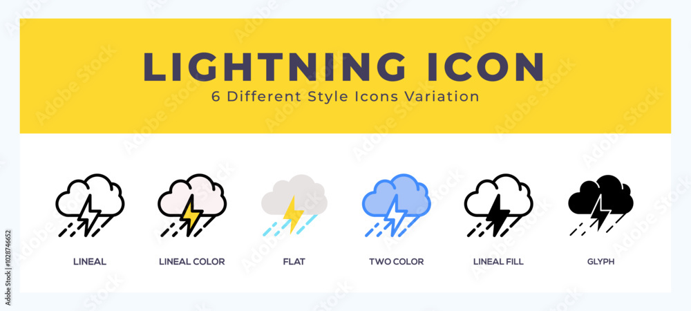 Aufkleber lightning icon in different style vector illustration.