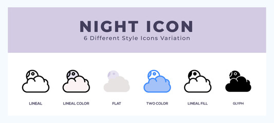 Night icon set pack vector illustration.