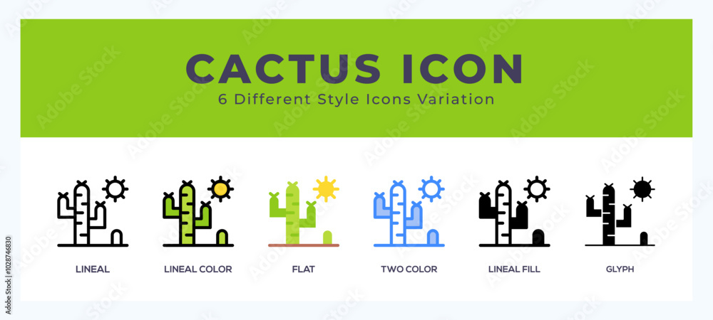 Poster cactus icons set. different style of icons simple vector illustration.