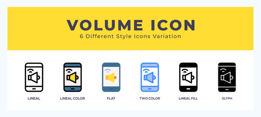 Volume icon illustration vector with different styles