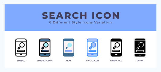 Search icon symbol. logo illustration with different styles