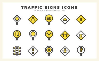 15 Traffic Signs Two Color icon pack. vector illustration.