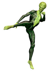 Fototapeta premium 3D Rendering Green Alien on White
