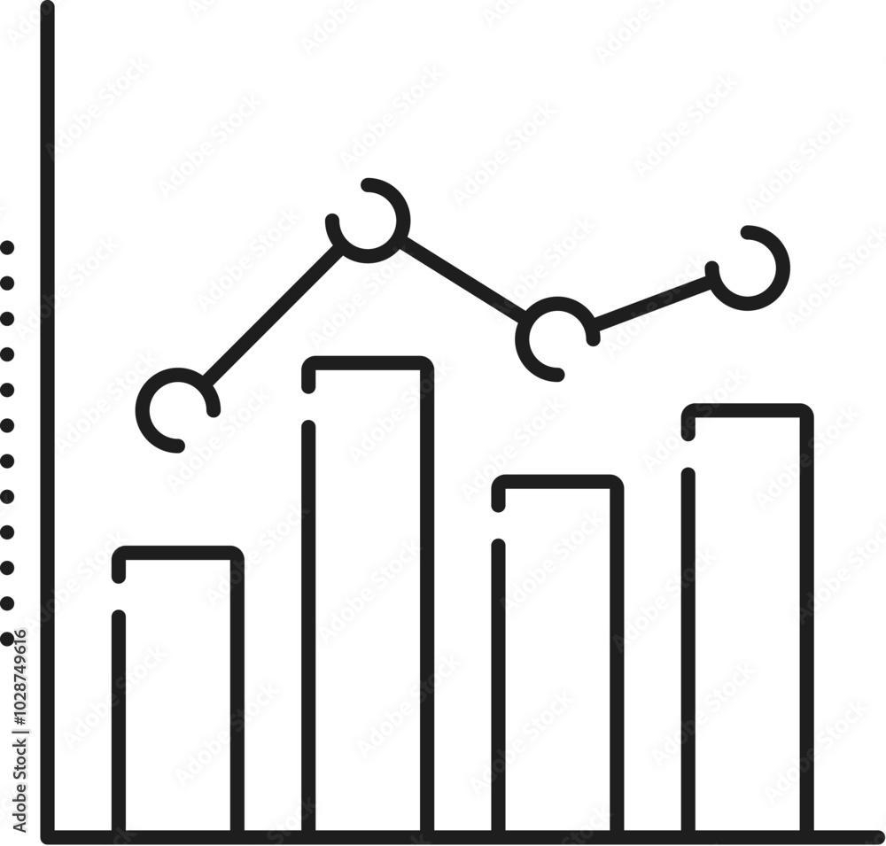 Poster finance data analytics, bar chart line icon. company strategy data infographics, business performanc