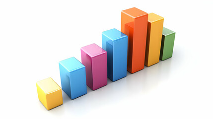 3D Bar Graph Icon Representing Increasing Profits for Business Growth and Market Success - Clean Vector Element Isolated on White Background for Infographic Integration