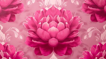 Seamless pink floral decorative pattern – elegant flower wallpaper design with intricate repeating motifs, perfect for home decor, interior wallcoverings, and creative backgrounds featuring soft, femi