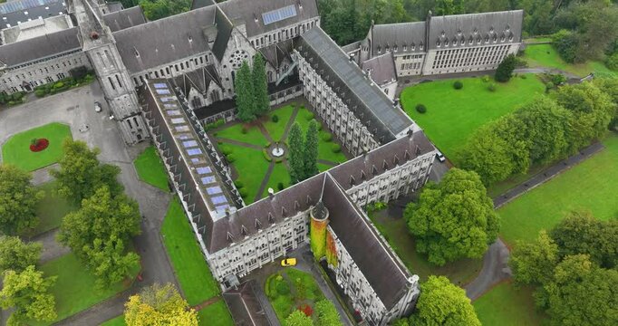 The Abbey of Maredsous, Benedictine monastery ,Denee Anhee in the Belgian province of Namur. Aerial drone view.