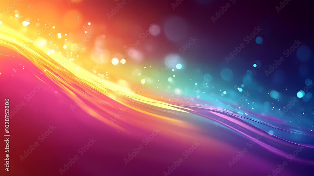Aufkleber vibrant abstract wave with colorful gradients and bokeh effects.