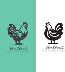 Hand-drawn Hen Illustration, Farm Animal Hen Art, Minimalist Hen Sketch, Vintage Farm Animal Hen Drawing Detailed Hen Design, Black and White Hen Art, Elegant Hen Line Drawing, Rustic Farm He.