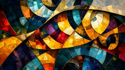 Fototapeta premium Abstract Mosaic Art with Vibrant Colors and Bold Shapes