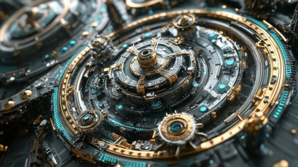 Fototapeta premium mechanism of a futuristic clock