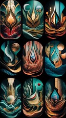 Rebirth of Stained Glass series. Artistic abstraction of diverse glass textures, colors and shapes on the subject of light perception, creativity, art and design.