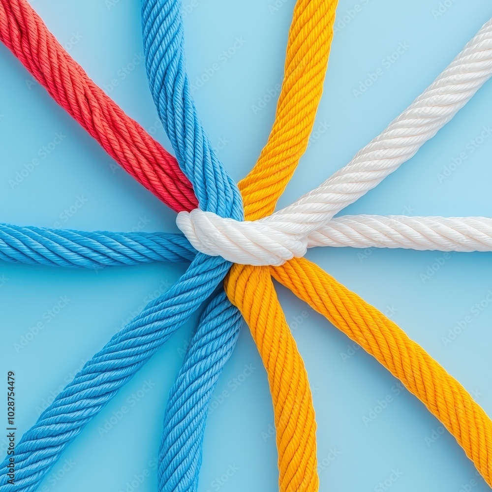 Poster dynamic paths intersecting to represent collaboration between organizations