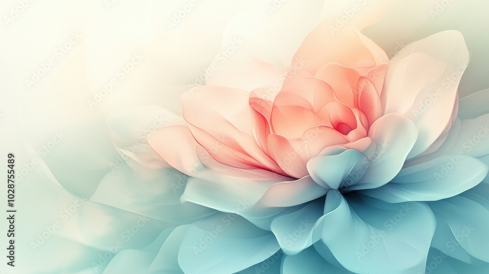 Poster a dreamy abstract flower with a soft gradient backdrop, creating a serene atmosphere that invites co