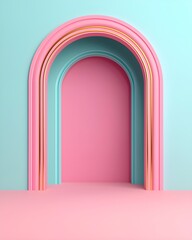 Colorful archways in a modern minimalist space