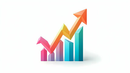 Colorful upward trend graph symbolizing growth and success.