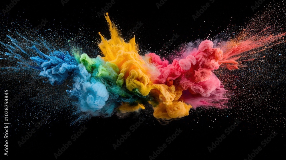 Poster dynamic streams of color representing creative breakthroughs