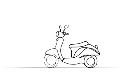 continuous drawing of a moped with one line. vector