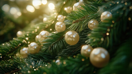 Pearls on spruce branches