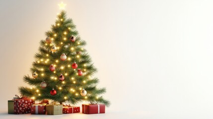 decorated christmas tree with lights and ornamnets