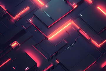 background featuring a sleek combination of neon lights, dark tones, black, and chrome elements.