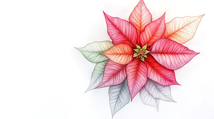Obraz premium A vibrant Poinsettia flower with rich red bracts and green leaves