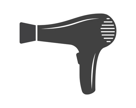 recommend clip art: Hair dryer Line Icon vector fashion hairdryer of hairdresser to blow-dry and electric hair-dryer blower illustration. Barber styling appliance. Silhouette hair dryer black color.