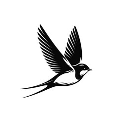 beautiful swallow flying isolated vector illustration