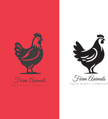 
Hand-Drawn Hen Logos for Farm and Poultry Businesses, Beautiful Hen Silhouette Logos: Perfect for Organic Farms, Vintage Hen Illustrations for Poultry Farm Branding, Rustic Hen Logo Design.