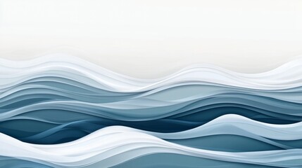 Obraz premium Pattern with white and blue hand drawn lines. Abstract landscape background. Ocean art of nature template.