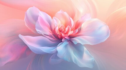 Fototapeta premium An enchanting abstract flower blended into a smooth gradient background, offering a serene canvas ideal for creative writing or design projects.