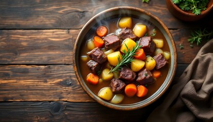 Venison Stew - Hearty Canadian Venison Stew with Root Vegetables in a Rustic Bowl (Canadian Cuisine)