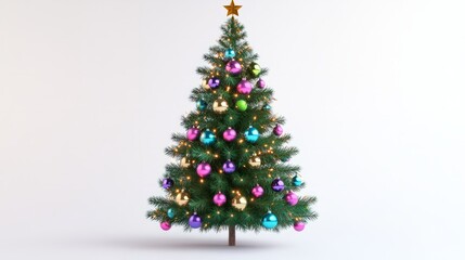 Obraz premium green pine christmas tree with ornamnets