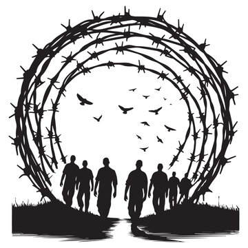 recommend clip art: A barbed wire silhouette vector on white background 10 EPS