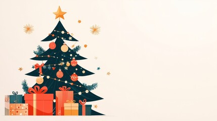 Fototapeta premium vector colourful christmas tree with gifts