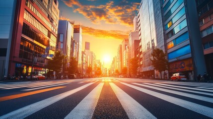 Obraz premium Golden Morning Light Over Urban Landscape